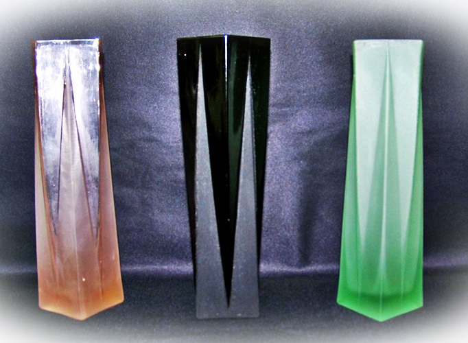 Three Small Square Modernistic Vases