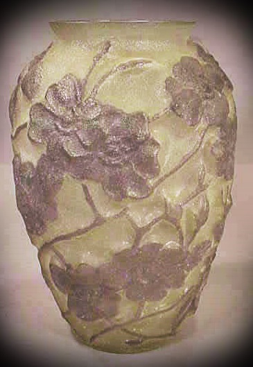 Chipped Ice finish on Wild Rose vase